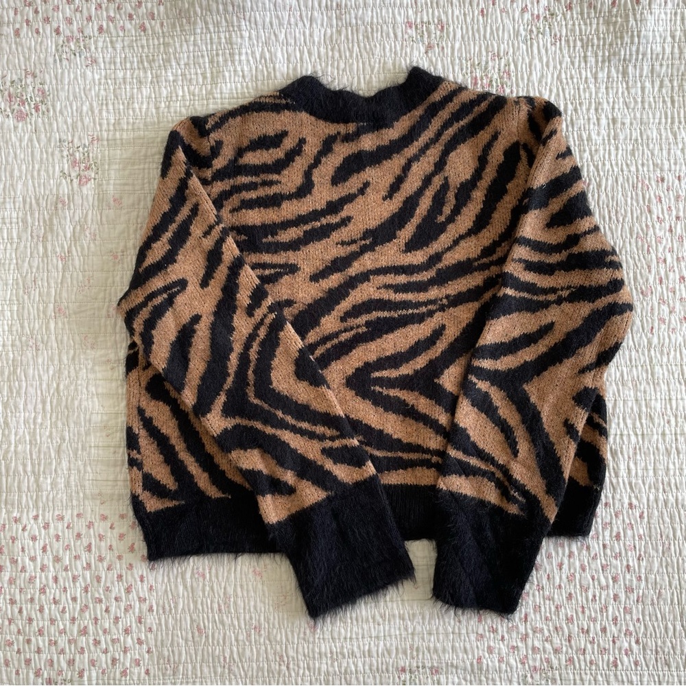 Zebra Print Fuzzy Sweater - image 4